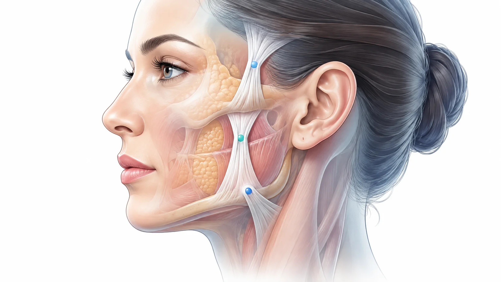 (2) 中顔面と下顔面のリテイニングリガメント 